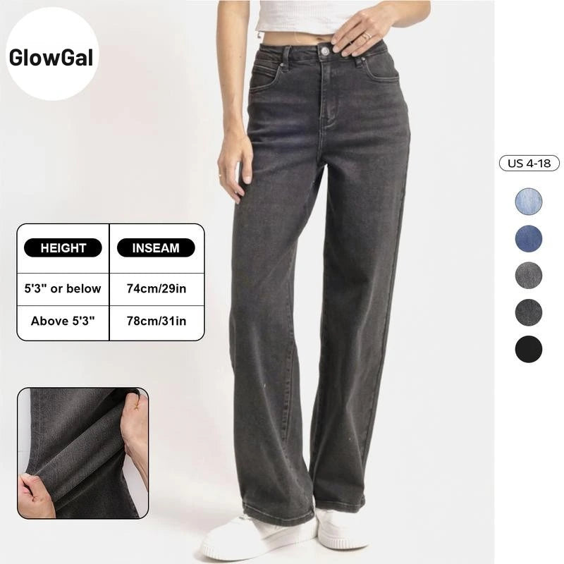 High-Waisted Stretch Wide-Leg Jeans