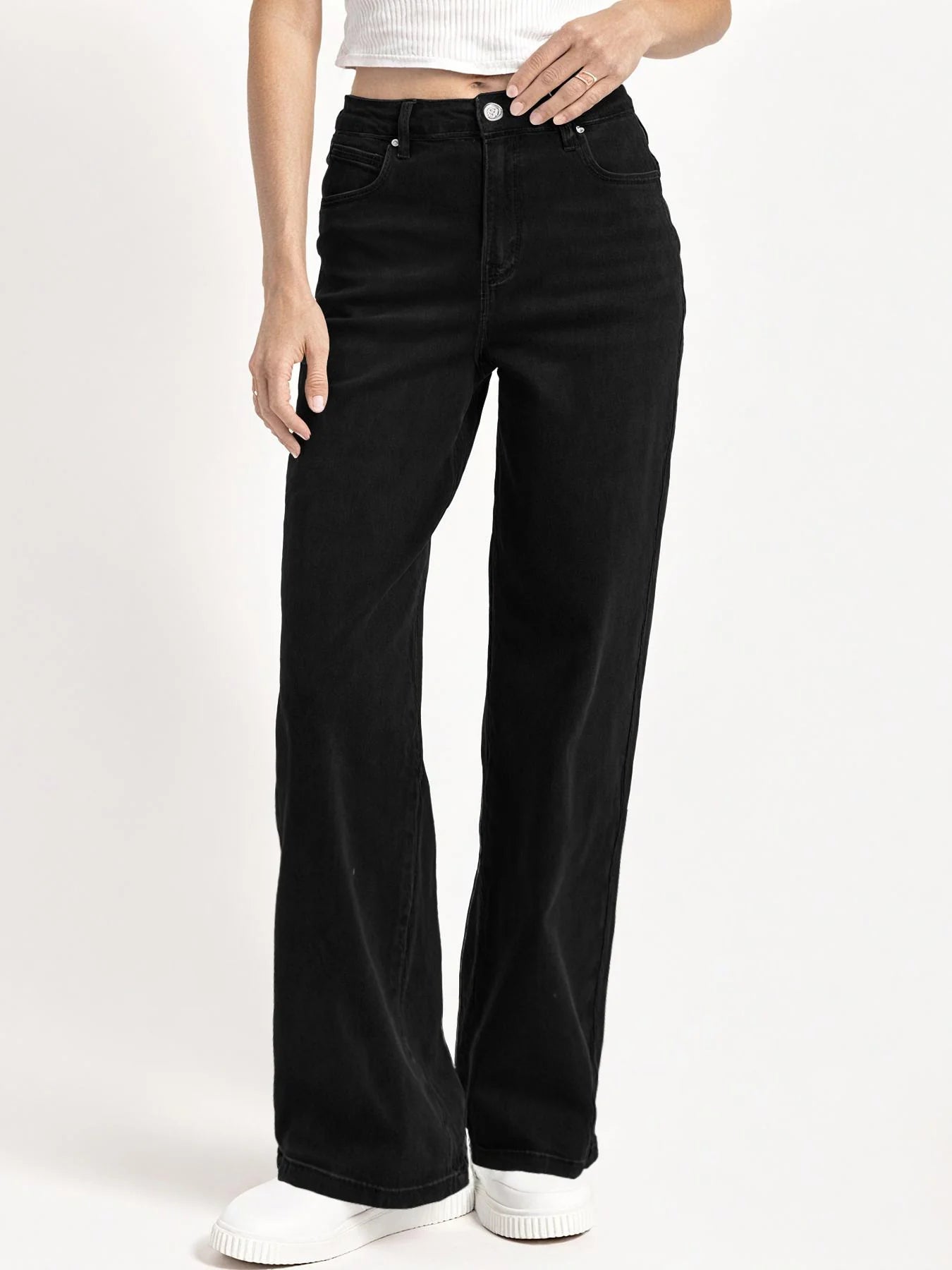 High-Waisted Stretch Wide-Leg Jeans