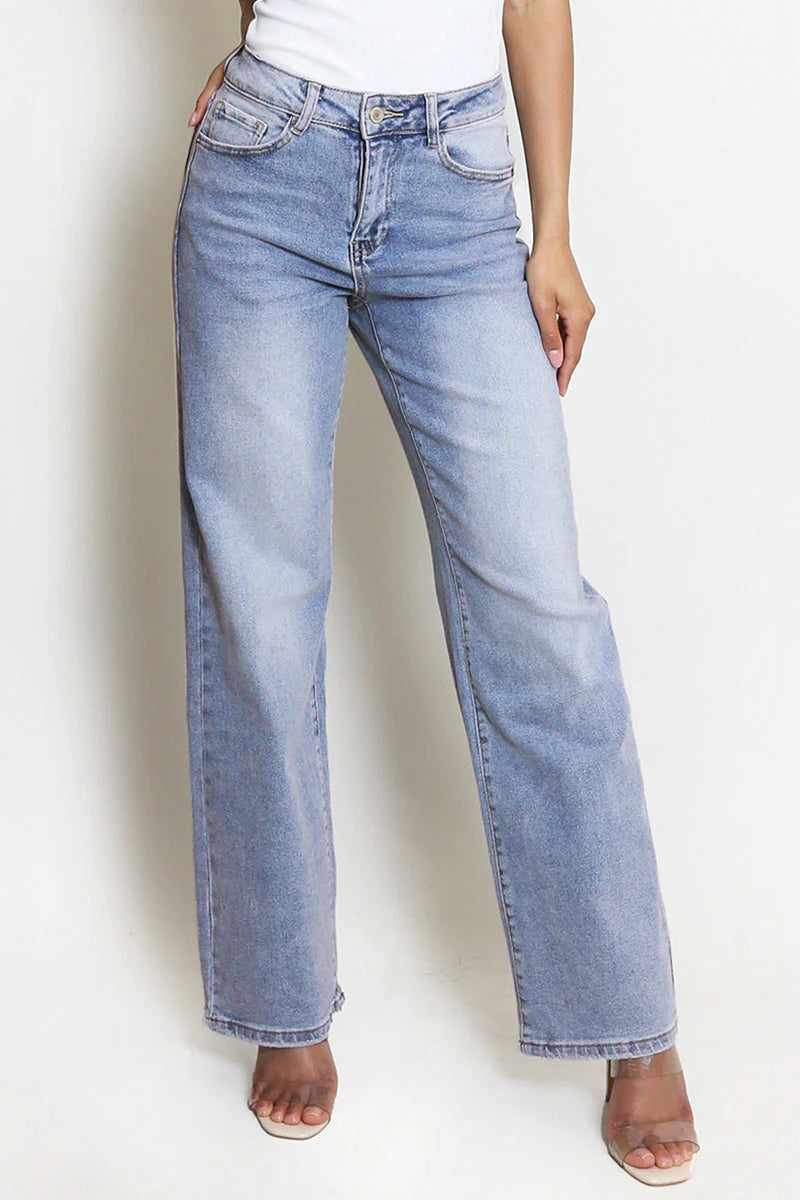 High-Waisted Stretch Wide-Leg Jeans